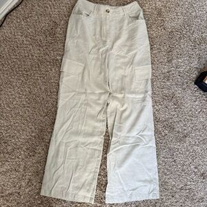 Wide Leg Linen Cargo Pants